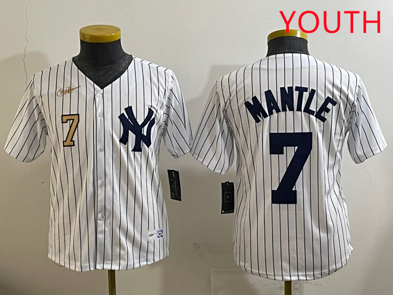 Youth New York Yankees #7 Mantle White 2025 Nike MLB jersey style 10